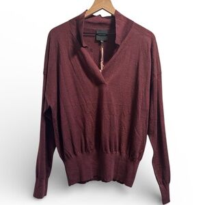 Alex Marie Burgundy Knit Polo Sweater XL New With Tags